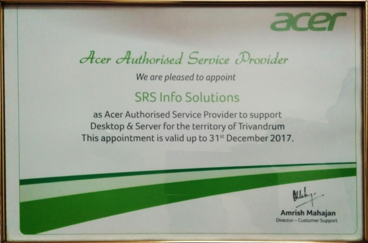 Acer ASP Certificate 2017