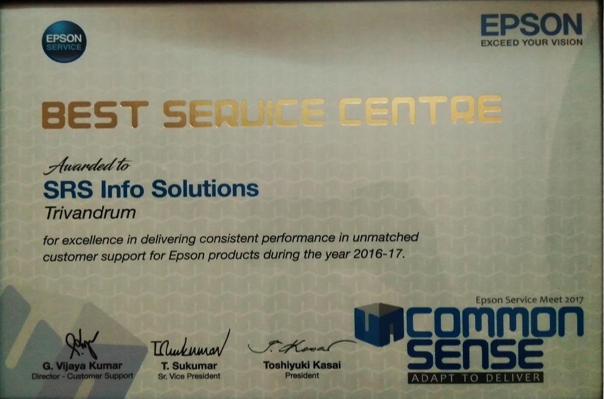 Epson Best Service Partner Award 2016-17